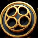 金色の映画フィルムリールと再生ボタンのアイコン